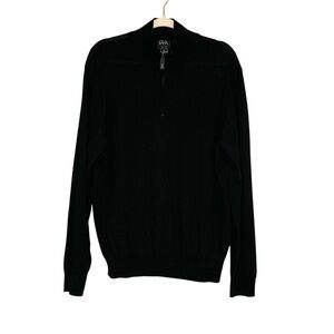 Jos A. Bank Traveler black 1/4‎ zip merino wool mock turtleneck sweater. Size L